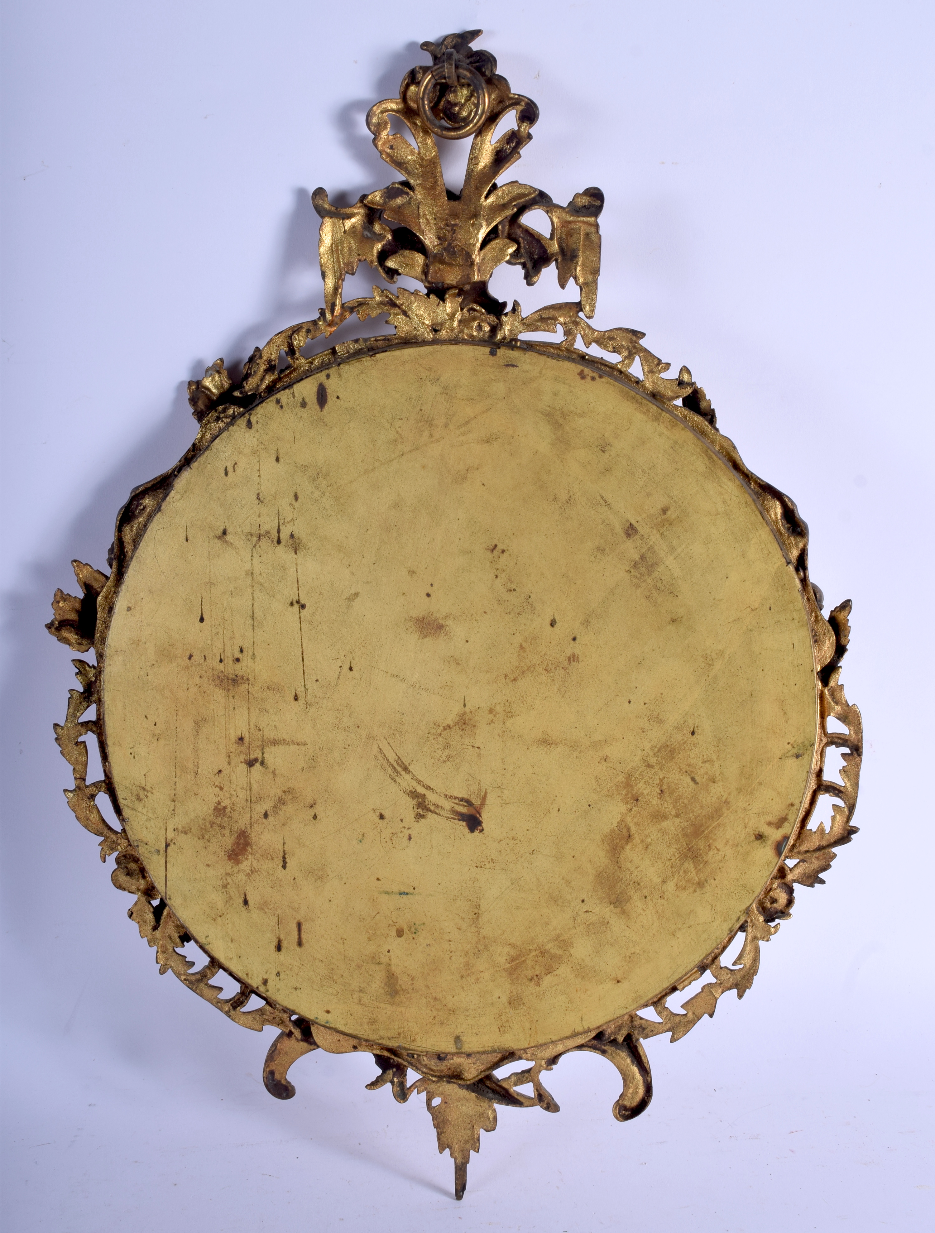 A 19TH CENTURY FRENCH GILT BRONZE MIRROR encased within foliage and a bird. 50 cm x 30 cm. - Image 4 of 4