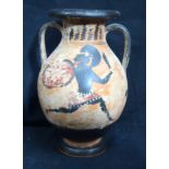 A Roman style Terracotta twin handled vase. 24cm