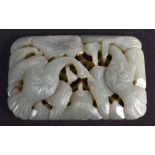 A 19TH CENTURY CHINESE CARVED GREEN JADE OPENWORK PLAQUE Qing. 7 cm x 4.5 cm.