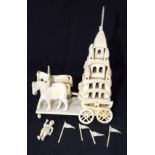 Small Ivory group Temple , horses and others 13cm x 5cm