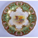 Royal Worcester good plate painted by E. Townsend, signed, with highland cattle under an apple gree