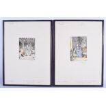 A PAIR OF ANTIQUE ENGRAVINGS. Image 14 cm x 9 cm.