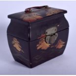 AN EARLY 20TH CENTURY JAPANESE MEIJI PERIOD BLACK LACQUER BOX. 7 cm x 6 cm.