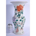A LARGE 19TH CENTURY CHINESE FAMILLE VERTE PORCELAIN YEN YEN VASE Qing, painted with floral sprays.