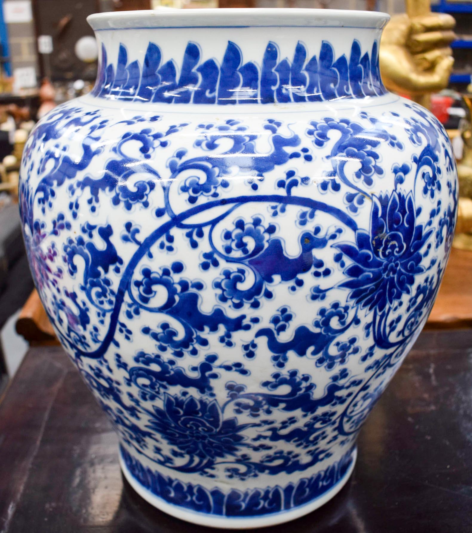 A LARGE PAIR OF CHINESE BLUE AND WHITE PORCELAIN BALUSTER VASES probably Mid Qing Dynasty, painted - Image 13 of 15