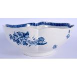 Worcester salad bowl of rare shape, the inside printed with fire cones, the exterior printed with v