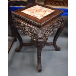 A SMALL 19TH CENTURY CHINESE MARBLE INSET HARDWOOD TABLE Qing. 50 cm x 27 cm.