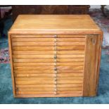 Small specimen cabinet with 16 felt lined drawers. 36cm x 44cm