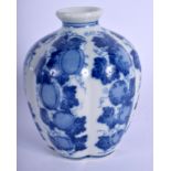 A LOVELY 19TH CENTURY CHINESE BLUE AND WHITE PORCELAIN VASE bearing Qianlong marks to base, of melo