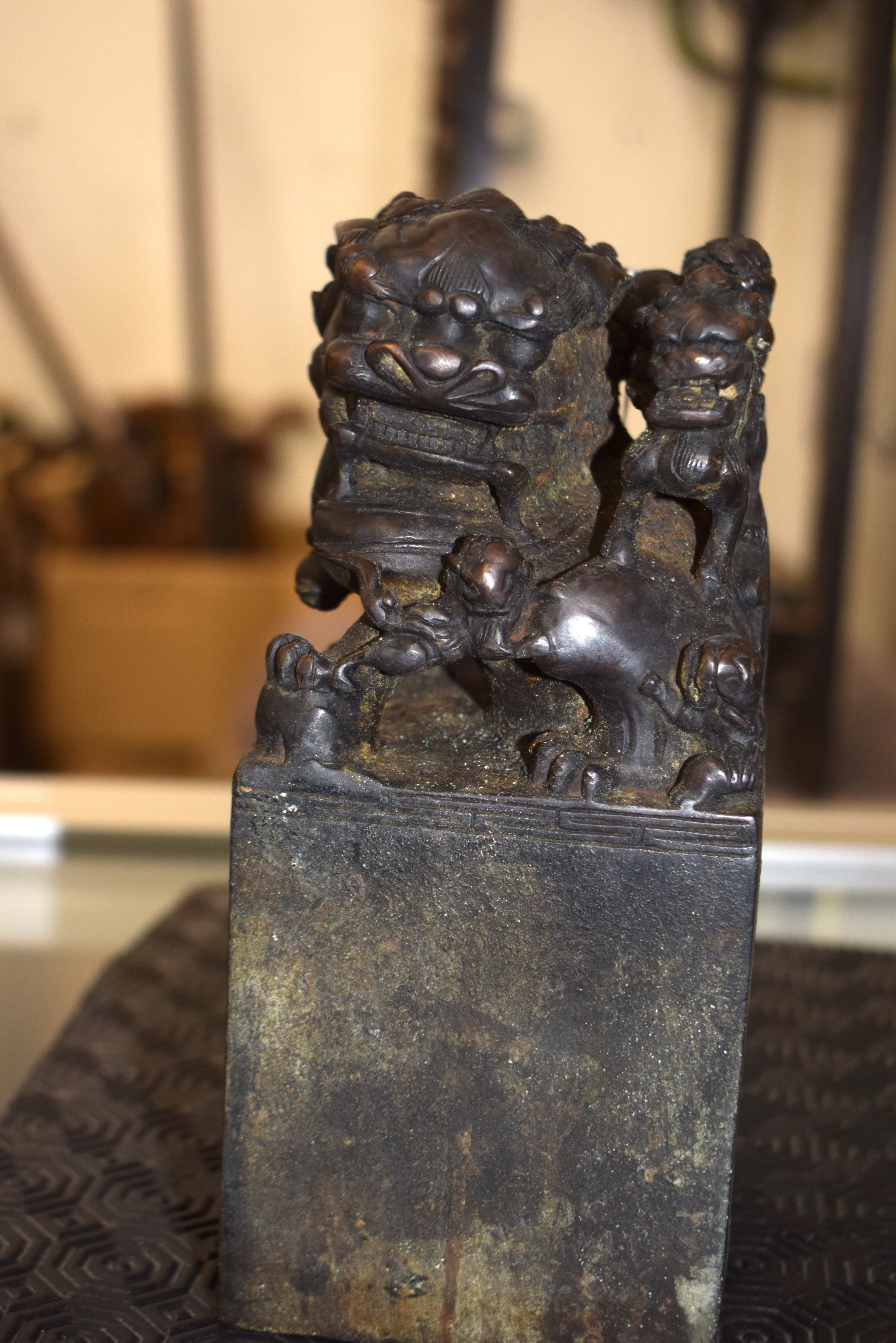 A CHINESE BRONZE BUDDHISTIC LION SEAL 20th Century. 21 cm high. - Image 6 of 8