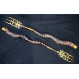 A pair of Horn and brass handled Toasting forks 60cm