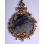 A 19TH CENTURY FRENCH GILT BRONZE MIRROR encased within foliage and a bird. 50 cm x 30 cm.