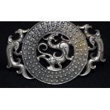 A Chinese white metal pendant or plaque 11cm x 8 cm