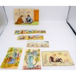Collection of Iranian small pictures painted on Ivory 16 x 10cm largest