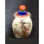 Chinese snuff bottle decorated with landscapes and birds. 7 cm