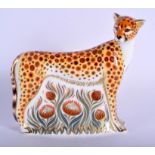 Royal Crown Derby paperweight of a Cheetah. 13cm high