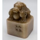 A Chinese soap stone seal of a beast