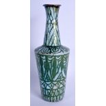 A RARE 19TH CENTURY MIDDLE EASTERN ENAMELLED COPPER VASE decorated with green motifs. 26 cm high.