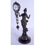 A CONTEMPORARY BRONZE MYSTERY CLOCK. 30 cm high.