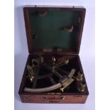 AN ANTIQUE ROBERT YOUNG OF GLASGOW SEXTANT. 23 cm wide.