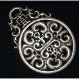 A Chinese white metal plaque 8cm x 11cm