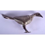 AN 18TH/19TH CENTURY MIDDLE EASTERN SILVER OF A BIRD well modelled with chased body. 120 grams. 14