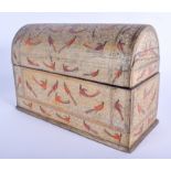 A 19TH CENTURY KASHMIR INDIAN STATIONARY BOX painted with birds. 24 cm wide.