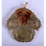 AN EARLY 20TH CENTURY CHINESE MUTTON JADE PENDANT Late Qing. 5.5 cm x 6 cm.
