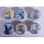 SIX CHINESE CA MAU CARGO PORCELAIN COSMETIC BOXES AND COVERS painted with flowers. 6.5 cm diameter.