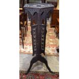Ornately carved Middle Eastern Pot Stand with foliage pattern. 129cm x 42cm