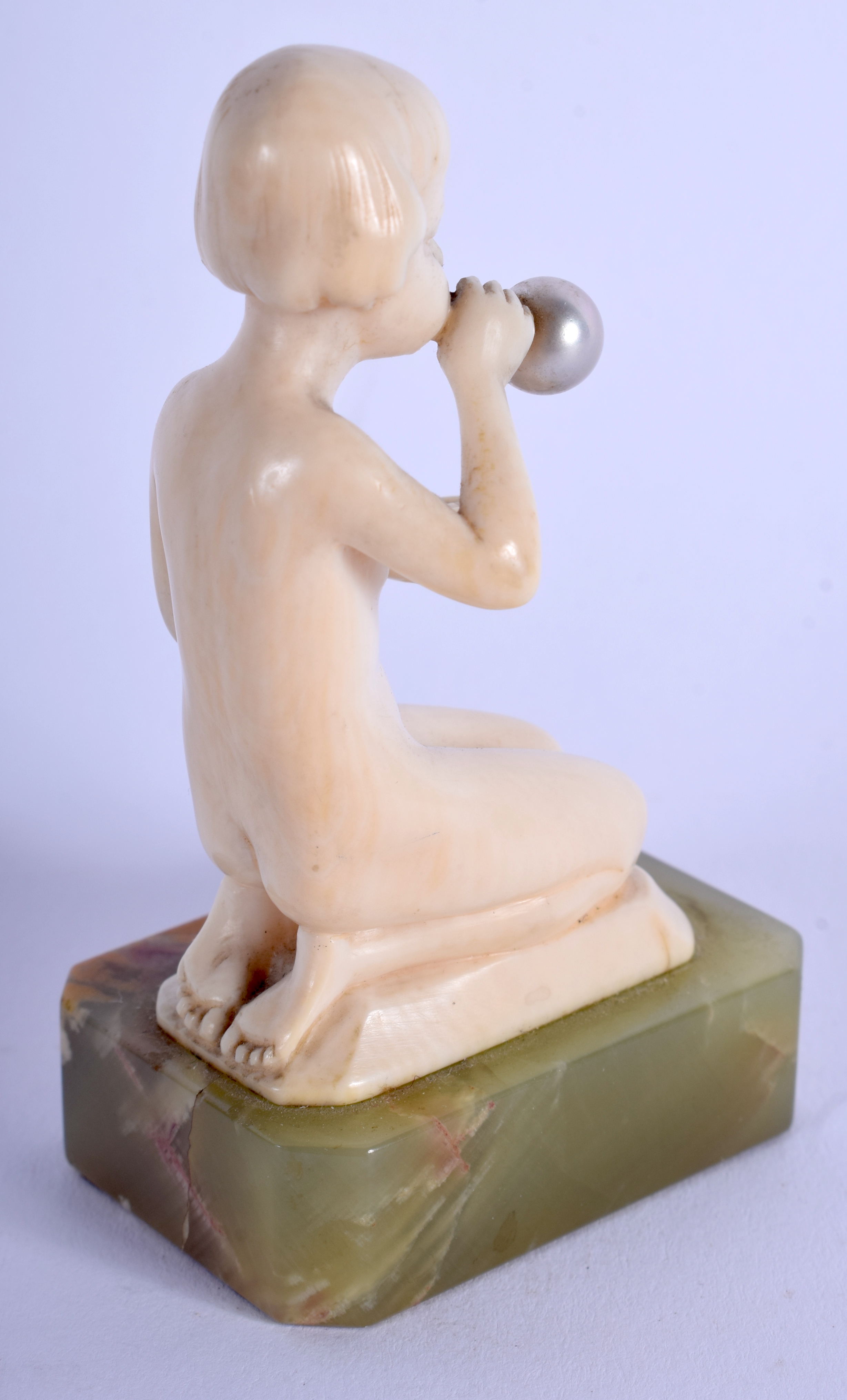 AN ART DECO CARVED IVORY FIGURE OF A BUBBLE BLOWING GIRL by Ferdinand Preiss (1882-1943), modelled - Image 2 of 11