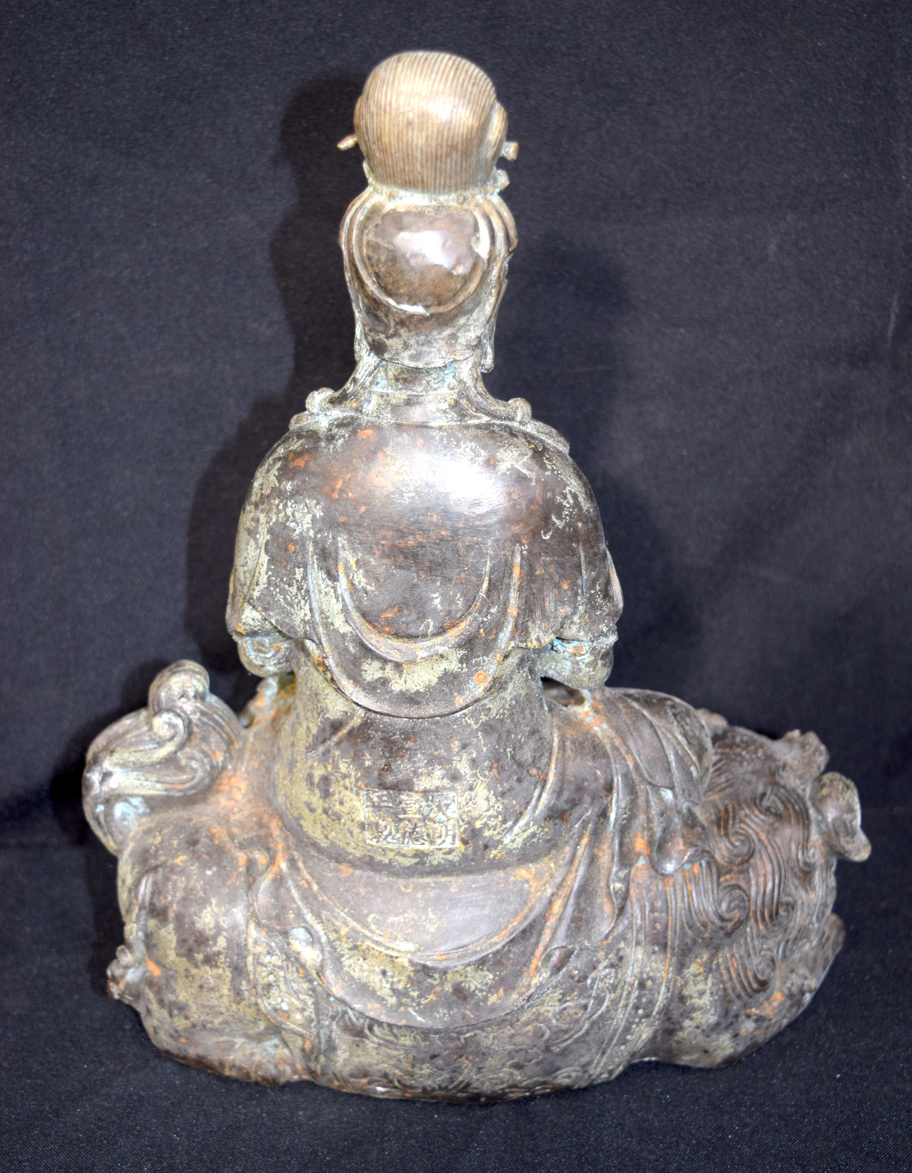 Chinese bronze Buddha seated on a beast. Buddha 28cm high - Image 3 of 5