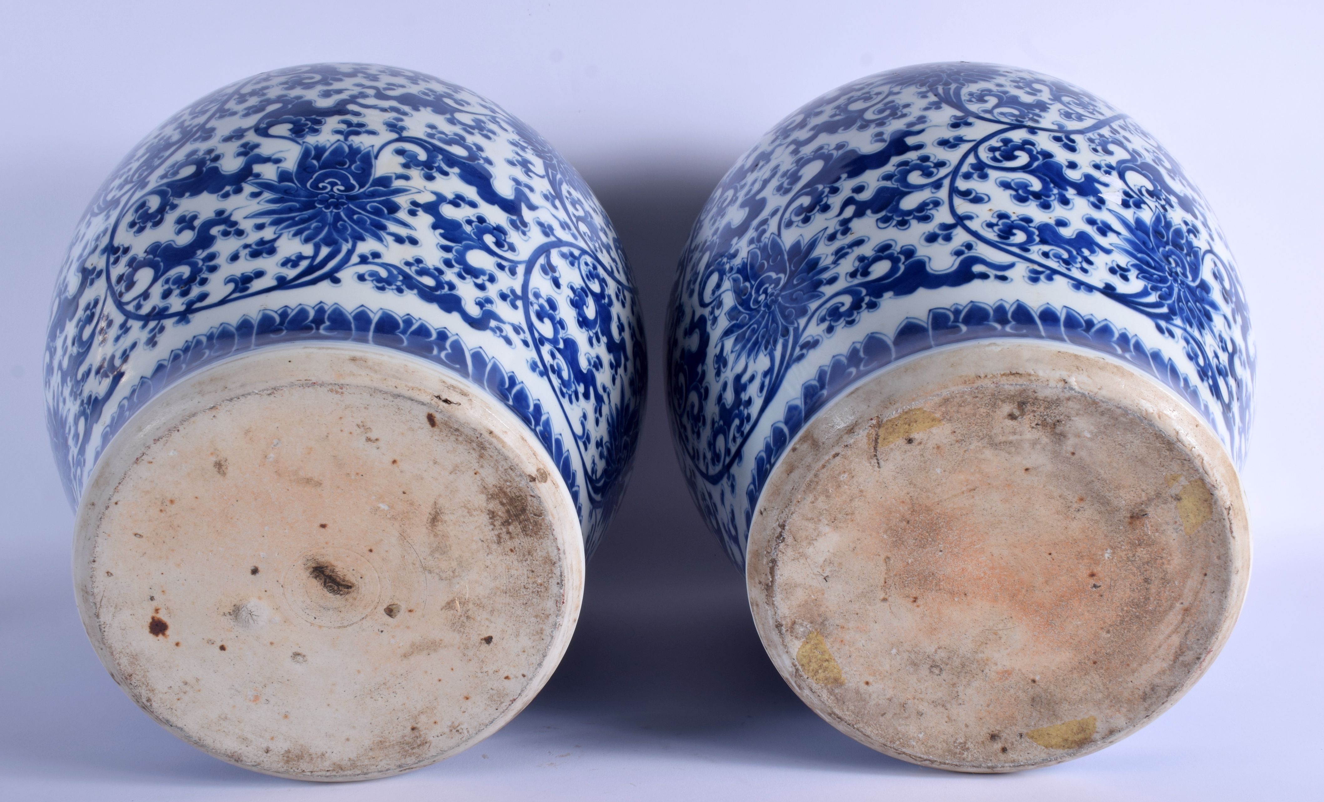 A LARGE PAIR OF CHINESE BLUE AND WHITE PORCELAIN BALUSTER VASES probably Mid Qing Dynasty, painted - Image 3 of 15