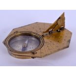 AN 18TH CENTURY EUROPEAN BRASS AND SILVER COMPASS DIAL by Butterfield of Paris. 5.5 cm x 8 cm.