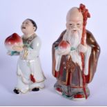 TWO CHINESE FAMILLE ROSE PORCELAIN FIGURES 20th Century. Largest 20 cm high. (2)