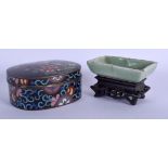 A JAPANESE TAISHO PERIOD CLOISONNE ENAMEL BOX together with a Chinese qing dynasty brush washer. La