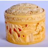 A RARE 19TH CENTURY CHINESE CANTON IVORY COUNTER BOX AND COVER decorated with Napoleons tomb. 3.5 c