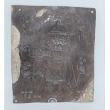 Indian metal plaque showing an elephant carrying dignitaries 6.5 x 7.5