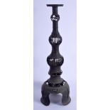 A LARGE 19TH CENTURY JAPANESE MEIJI PERIOD BRONZE CANDLESTICK with openwork body. 44 cm high.
