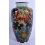 A 19TH CENTURY JAPANESE MEIJI PERIOD PLIQUE A JOUR ENAMEL VASE Ando Jubei or Gonda Hirosuke. 19 cm