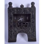 A SMALL VICTORIAN APPRENTICE CAST IRON MINIATURE FIRE PLACE. 18 cm x 14 cm.