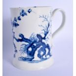 Worcester scratch cross period mug of waisted shape painted with the Prunus Root pattern, workman’s