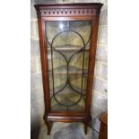 An Edwardian Corner glass fronted Display Cabinet. 179cm x 73cm