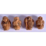 FOUR JAPANESE CARVED TAGHUA NUT FIGURES. (4)