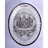Caughley Coalport spoon tray printed in black with the Manchester Unity of the Independent Order of