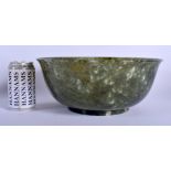 A VERY LARGE EARLY 20TH CENTURY CHINESE SPINACH JADE BOWL Late Qing/Republic. 33 cm x 12 cm.