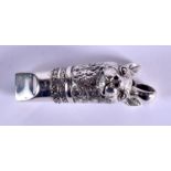 A SILVER HARE WHISTLE. 3.5 cm long.