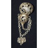 A Chinese white metal incense burner pendant 11cm