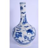 A 19TH CENTURY CHINESE BLUE AND WHITE PORCELAIN VASE bearing Kangxi marks to base. 21 cm high.