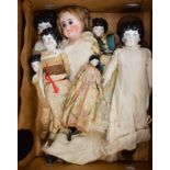 A BOX OF OLD DOLLS. (qty)